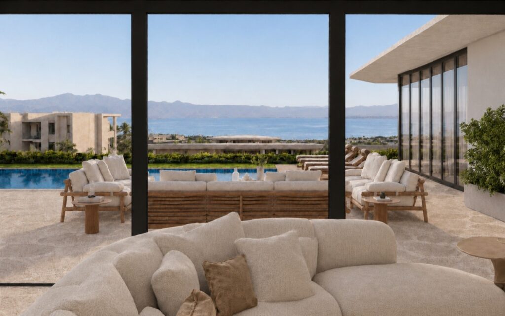 View from the interior of Villa Nautilus towards the Red Sea